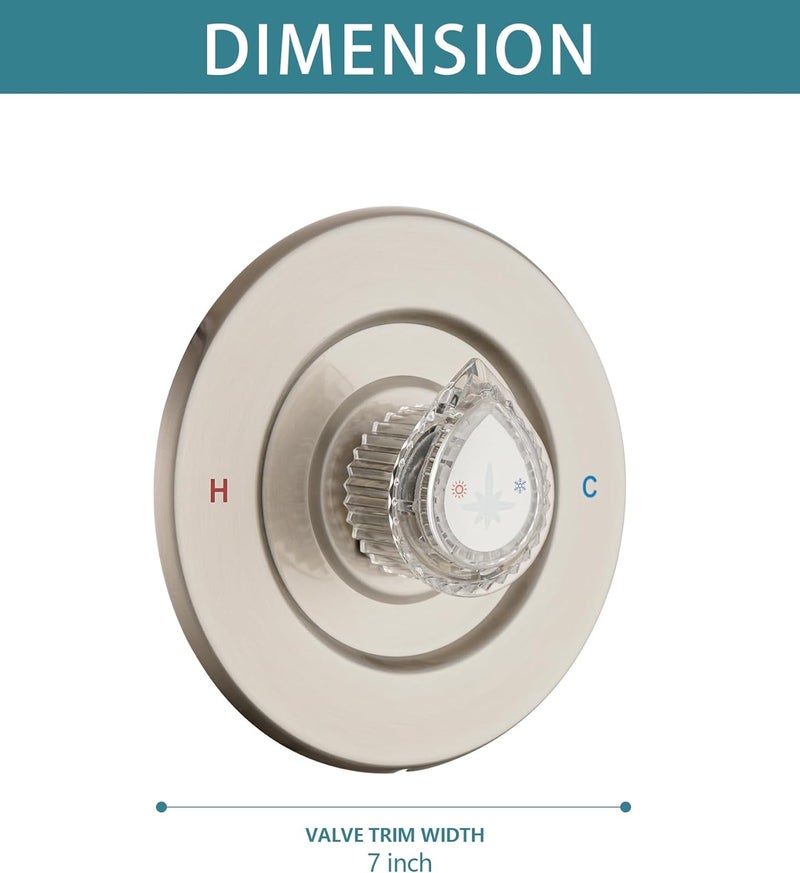 Ultrimkit Shower Faucet Trim Kit Compatible with Moen Fit Chateau Valve Only, Pull-on Push-off Design Knob Handle, Brushed Nickel - Image 5